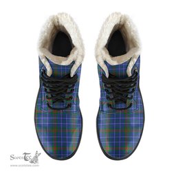 ScotsTee Shop Scottish Edmonstone Clan Crest Faux Fur Tartan Leather Boots