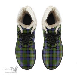 ScotsTee Shop Scottish Fergusson Modern Clan Faux Fur Tartan Leather Boots