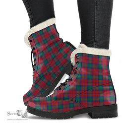 ScotsTee Shop Scottish Lindsay Modern Clan Faux Fur Tartan Leather Boots