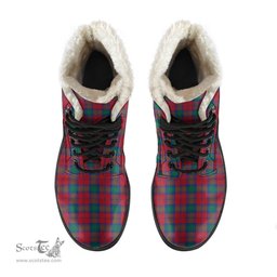 ScotsTee Shop Scottish Lindsay Modern Clan Faux Fur Tartan Leather Boots