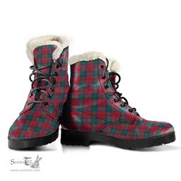 ScotsTee Shop Scottish Lindsay Modern Clan Faux Fur Tartan Leather Boots