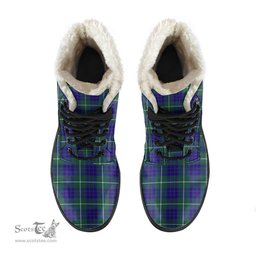 ScotsTee Shop Scottish Hamilton Hunting Modern Clan Faux Fur Tartan Leather Boots