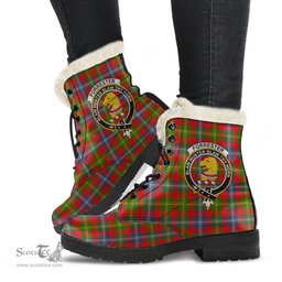 ScotsTee Shop Scottish Forrester Clan Crest Faux Fur Tartan Leather Boots