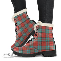 ScotsTee Shop Scottish Dunbar Ancient Clan Faux Fur Tartan Leather Boots