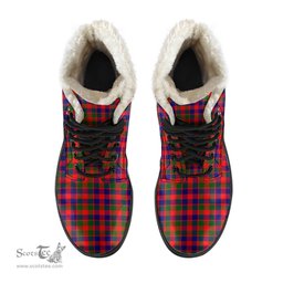 ScotsTee Shop Scottish Gow Modern Clan Crest Faux Fur Tartan Leather Boots
