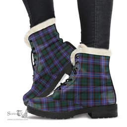 ScotsTee Shop Scottish Guthrie Modern Clan Faux Fur Tartan Leather Boots