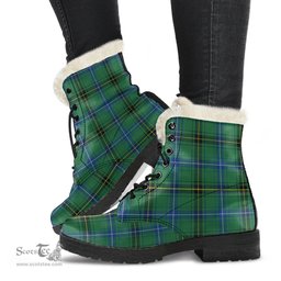 ScotsTee Shop Scottish Henderson Ancient Clan Faux Fur Tartan Leather Boots