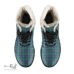 ScotsTee Shop Scottish Inglis Ancient Clan Crest Faux Fur Tartan Leather Boots