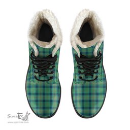 ScotsTee Shop Scottish Kennedy Ancient Clan Crest Faux Fur Tartan Leather Boots