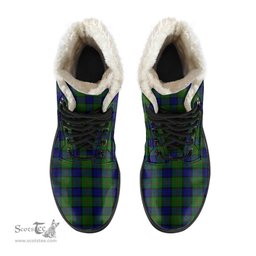 ScotsTee Shop Scottish Dundas Modern Clan Crest Faux Fur Tartan Leather Boots