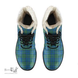 ScotsTee Shop Scottish Lockhart Clan Faux Fur Tartan Leather Boots
