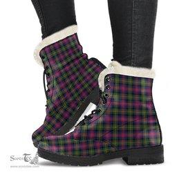 ScotsTee Shop Scottish Logan Modern Clan Faux Fur Tartan Leather Boots