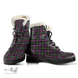 ScotsTee Shop Scottish Logan Modern Clan Faux Fur Tartan Leather Boots