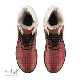 ScotsTee Shop Scottish Fraser Weathered Clan Crest Faux Fur Tartan Leather Boots