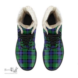 ScotsTee Shop Scottish Graham of Menteith Modern Clan Faux Fur Tartan Leather Boots