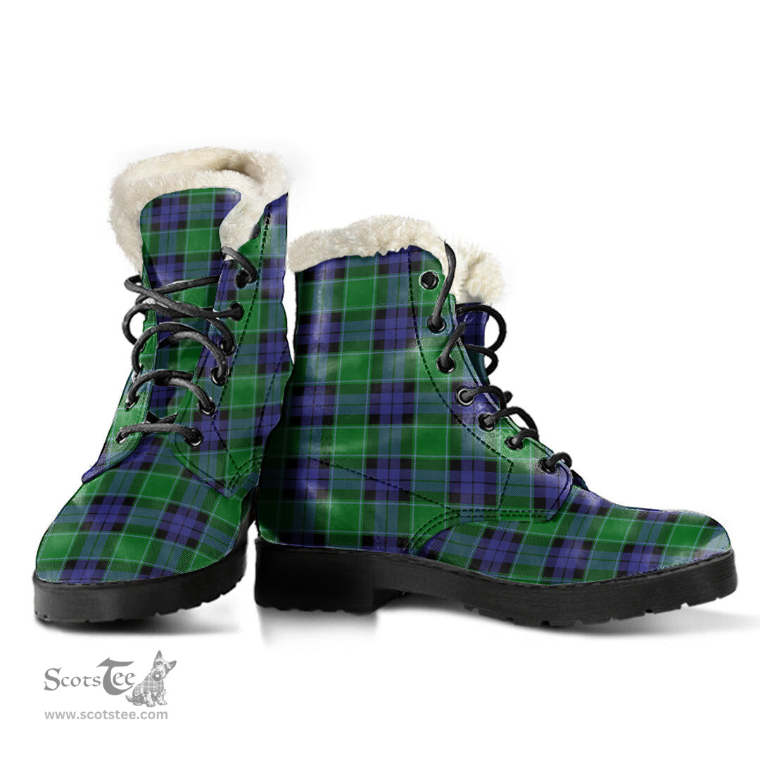ScotsTee Shop Scottish Graham of Menteith Modern Clan Faux Fur Tartan Leather Boots