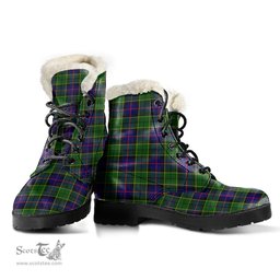 ScotsTee Shop Scottish Forsyth Modern Clan Faux Fur Tartan Leather Boots