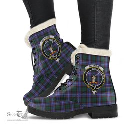 ScotsTee Shop Scottish Guthrie Modern Clan Crest Faux Fur Tartan Leather Boots