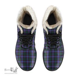 ScotsTee Shop Scottish Guthrie Modern Clan Crest Faux Fur Tartan Leather Boots