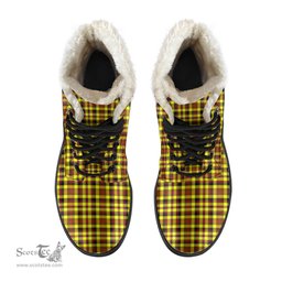 ScotsTee Shop Scottish Jardine Clan Crest Faux Fur Tartan Leather Boots