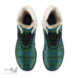 ScotsTee Shop Scottish Henderson Ancient Clan Crest Faux Fur Tartan Leather Boots