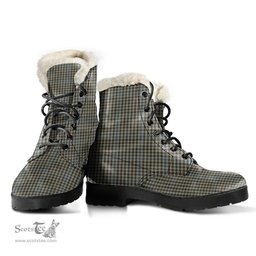 ScotsTee Shop Scottish Haig Check Clan Faux Fur Tartan Leather Boots