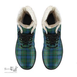 ScotsTee Shop Scottish Lauder Clan Faux Fur Tartan Leather Boots
