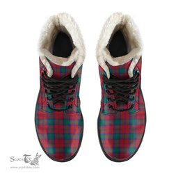 ScotsTee Shop Scottish Lindsay Modern Clan Crest Faux Fur Tartan Leather Boots