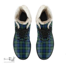 ScotsTee Shop Scottish Forbes Ancient Clan Faux Fur Tartan Leather Boots