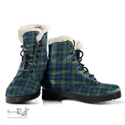 ScotsTee Shop Scottish Forbes Ancient Clan Faux Fur Tartan Leather Boots