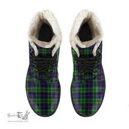 ScotsTee Shop Scottish Leslie Hunting Clan Faux Fur Tartan Leather Boots