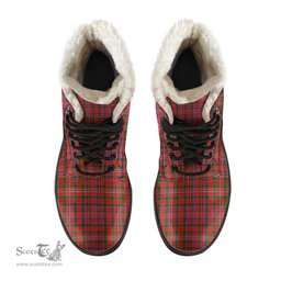 ScotsTee Shop Scottish MacAlister Modern Clan Crest Faux Fur Tartan Leather Boots