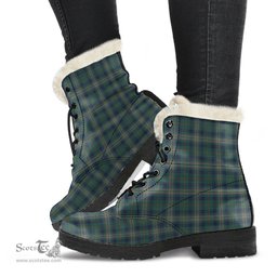 ScotsTee Shop Scottish Kennedy Modern Clan Faux Fur Tartan Leather Boots