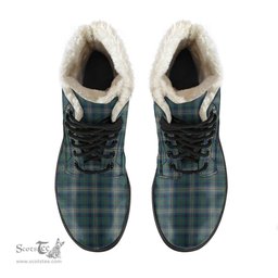 ScotsTee Shop Scottish Kennedy Modern Clan Faux Fur Tartan Leather Boots