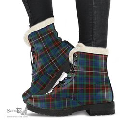 ScotsTee Shop Scottish Fraser Hunting Ancient Clan Faux Fur Tartan Leather Boots