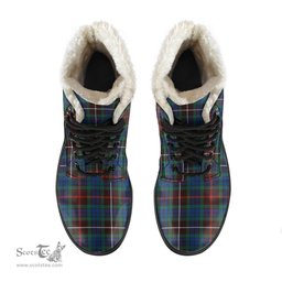 ScotsTee Shop Scottish Fraser Hunting Ancient Clan Faux Fur Tartan Leather Boots
