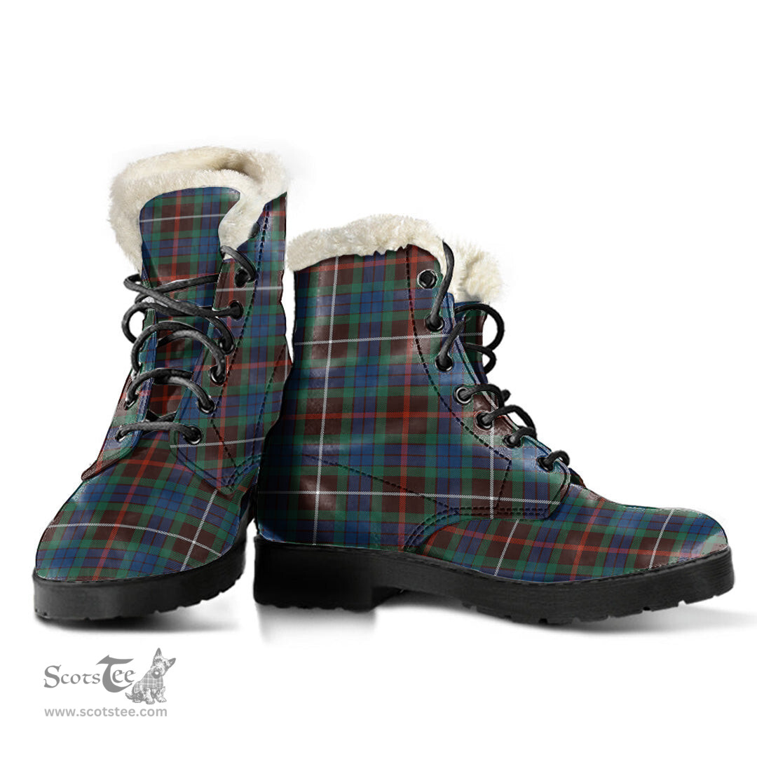 ScotsTee Shop Scottish Fraser Hunting Ancient Clan Faux Fur Tartan Leather Boots