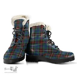 ScotsTee Shop Scottish Fraser Hunting Ancient Clan Faux Fur Tartan Leather Boots