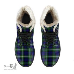 ScotsTee Shop Scottish Forbes Modern Clan Faux Fur Tartan Leather Boots
