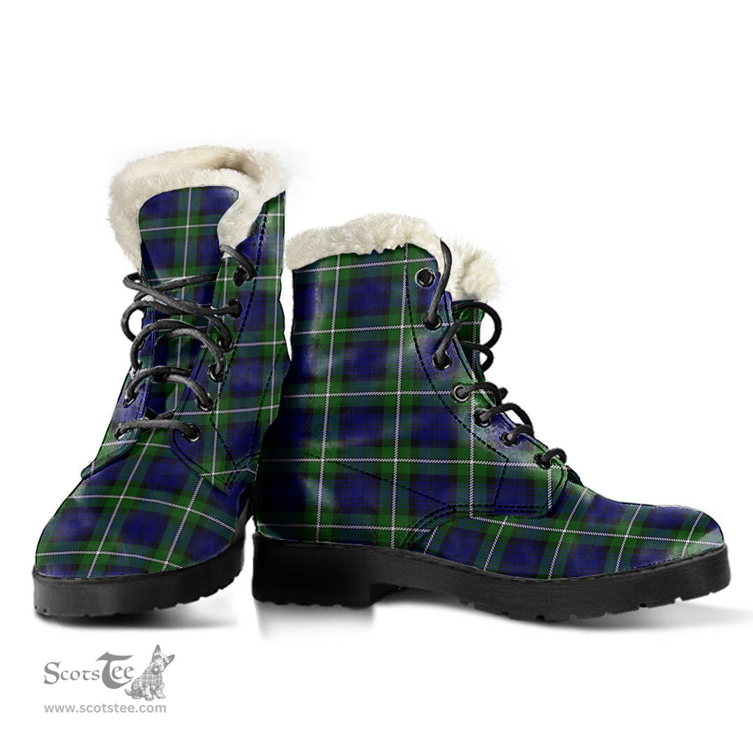 ScotsTee Shop Scottish Forbes Modern Clan Faux Fur Tartan Leather Boots