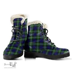 ScotsTee Shop Scottish Forbes Modern Clan Faux Fur Tartan Leather Boots