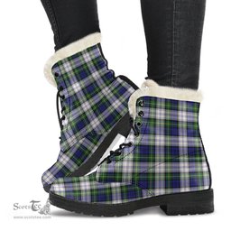ScotsTee Shop Scottish Gordon Dress Modern Clan Faux Fur Tartan Leather Boots