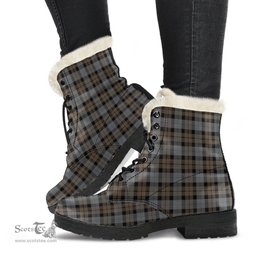 ScotsTee Shop Scottish MacKay Weathered Clan Faux Fur Tartan Leather Boots