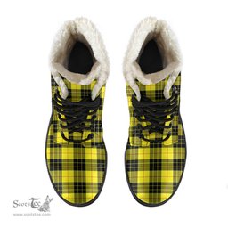 ScotsTee Shop Scottish MacLeod of Lewis Modern Clan Faux Fur Tartan Leather Boots