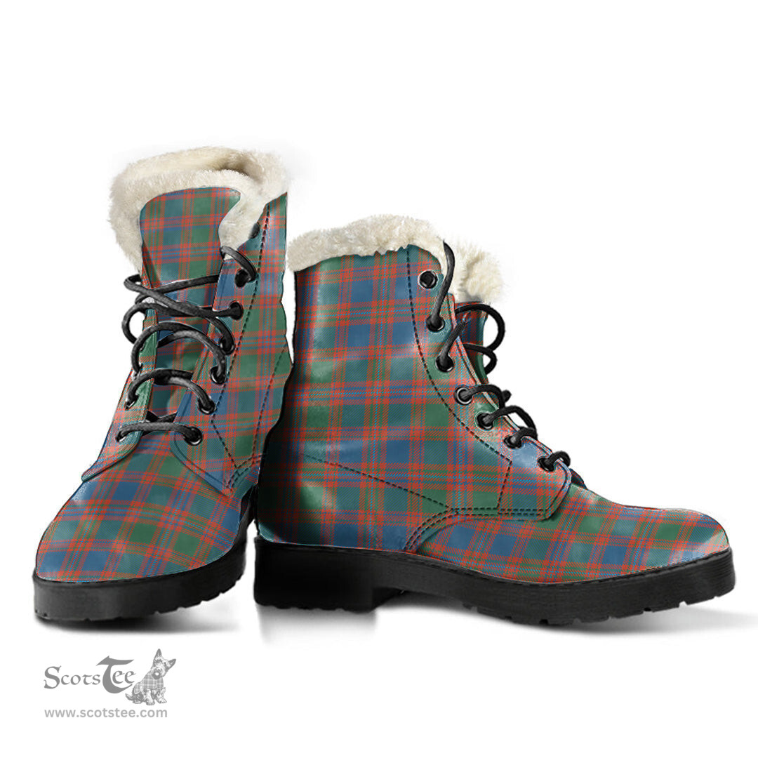 ScotsTee Shop Scottish MacIntyre Ancient Clan Faux Fur Tartan Leather Boots