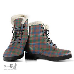 ScotsTee Shop Scottish MacIntyre Ancient Clan Faux Fur Tartan Leather Boots