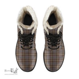 ScotsTee Shop Scottish MacIntyre Hunting Weathered Clan Crest Faux Fur Tartan Leather Boots
