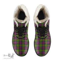 ScotsTee Shop Scottish MacDonald of Clanranald Clan Crest Faux Fur Tartan Leather Boots