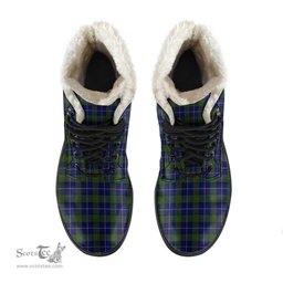 ScotsTee Shop Scottish MacLeod of Harris Modern Clan Faux Fur Tartan Leather Boots