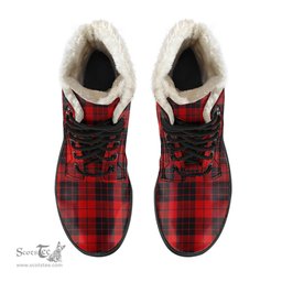 ScotsTee Shop Scottish MacLeod of Raasay Clan Crest Faux Fur Tartan Leather Boots